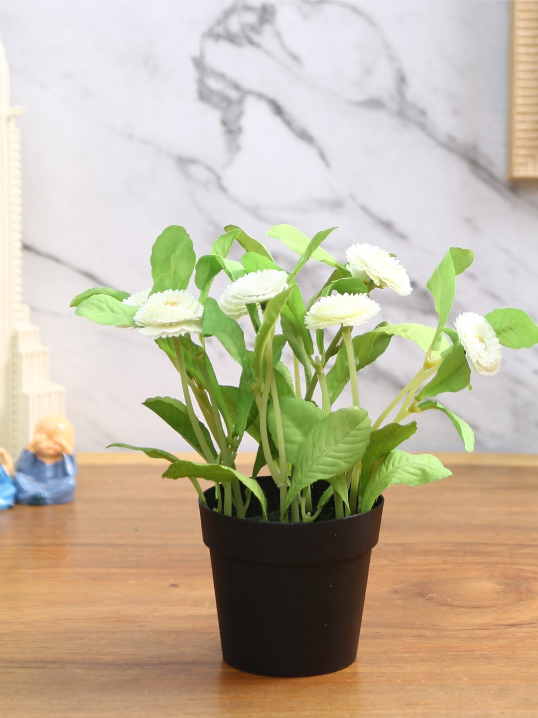 Deco World Artificial Daisy Plant in Plastic Pot (25 cm Tall)