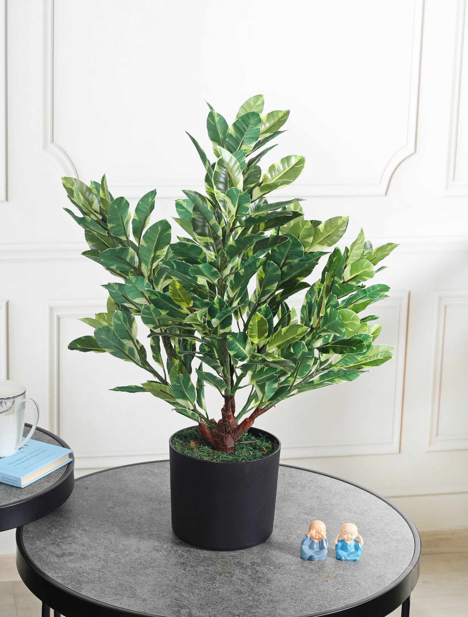 Artificial Quercus Plant – 2 Feet, Green/White