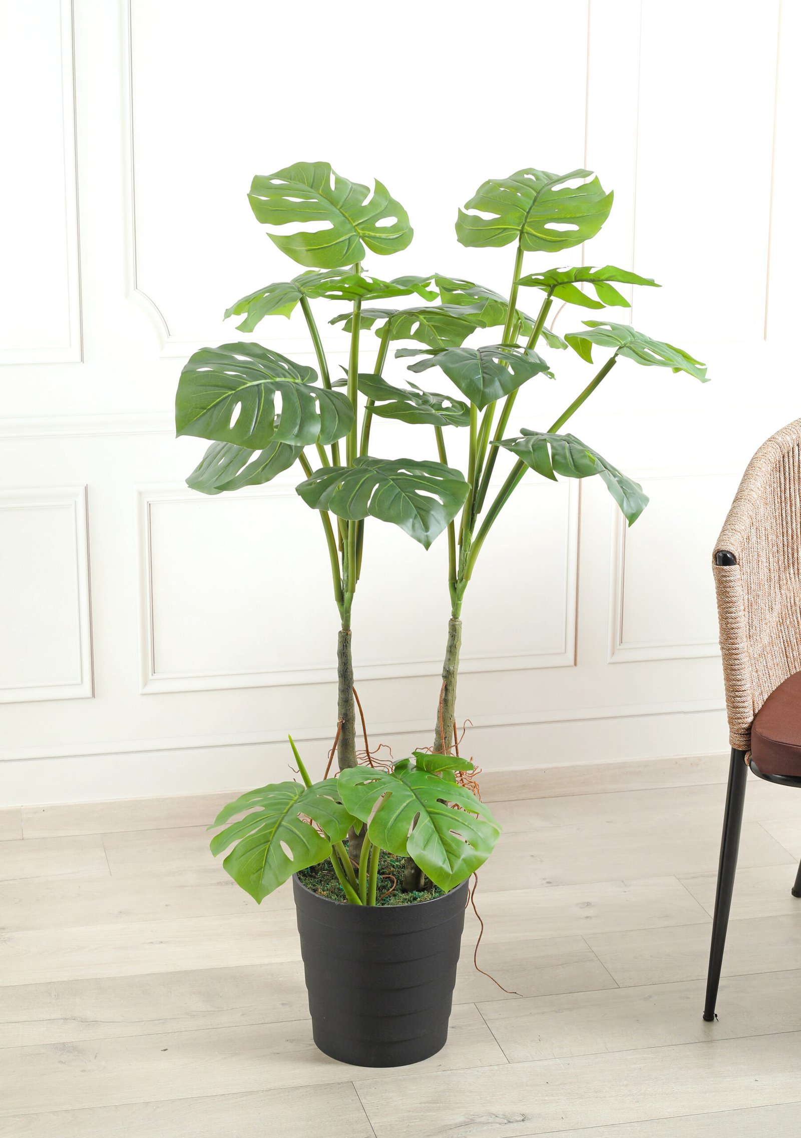 Artificial Monstera Plant – 3 Stumps, 3.7 Feet Tall