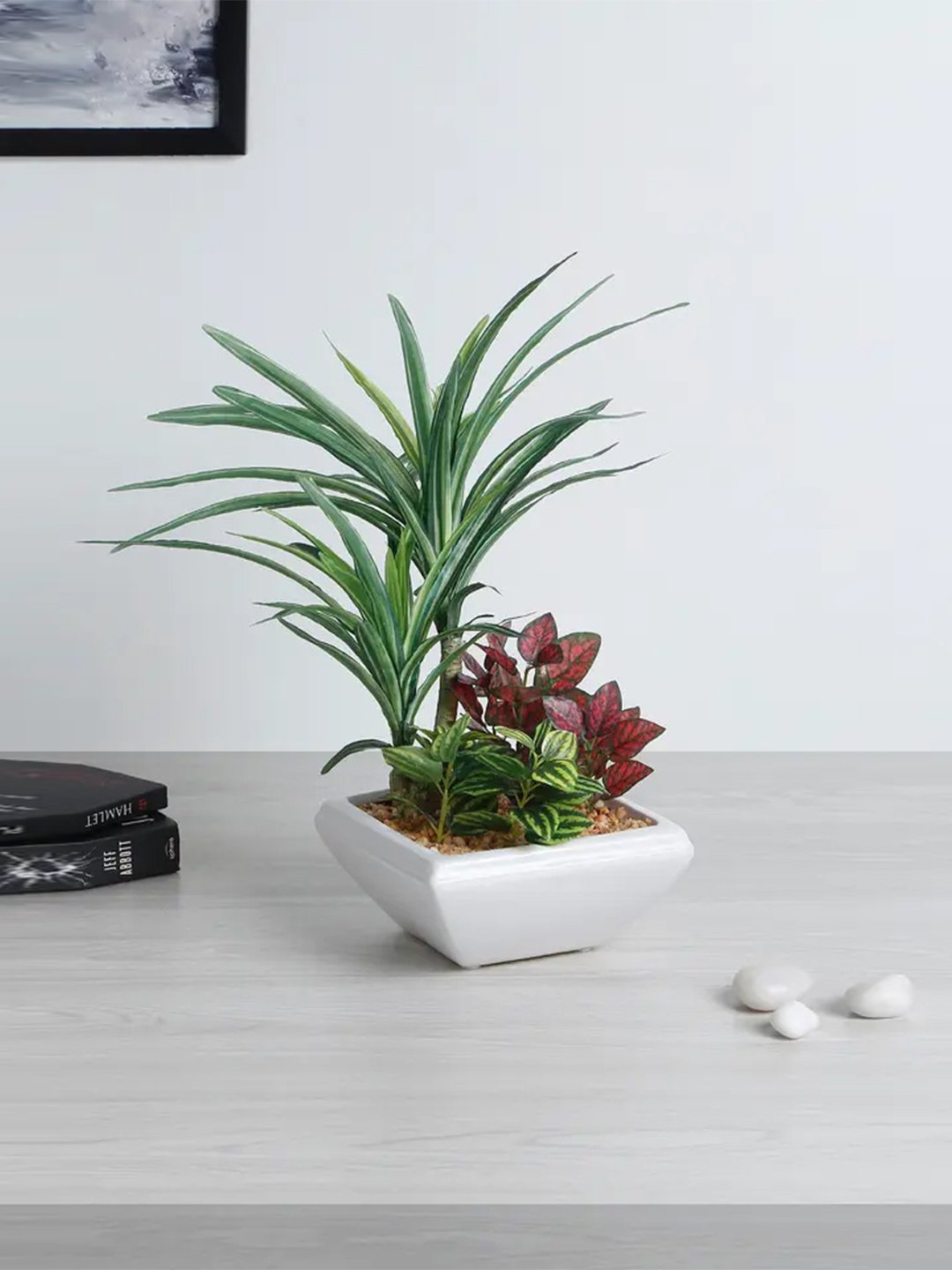 Deco World Araceae Assorted Leaf in Ceramic Pot (34 cm Tall)