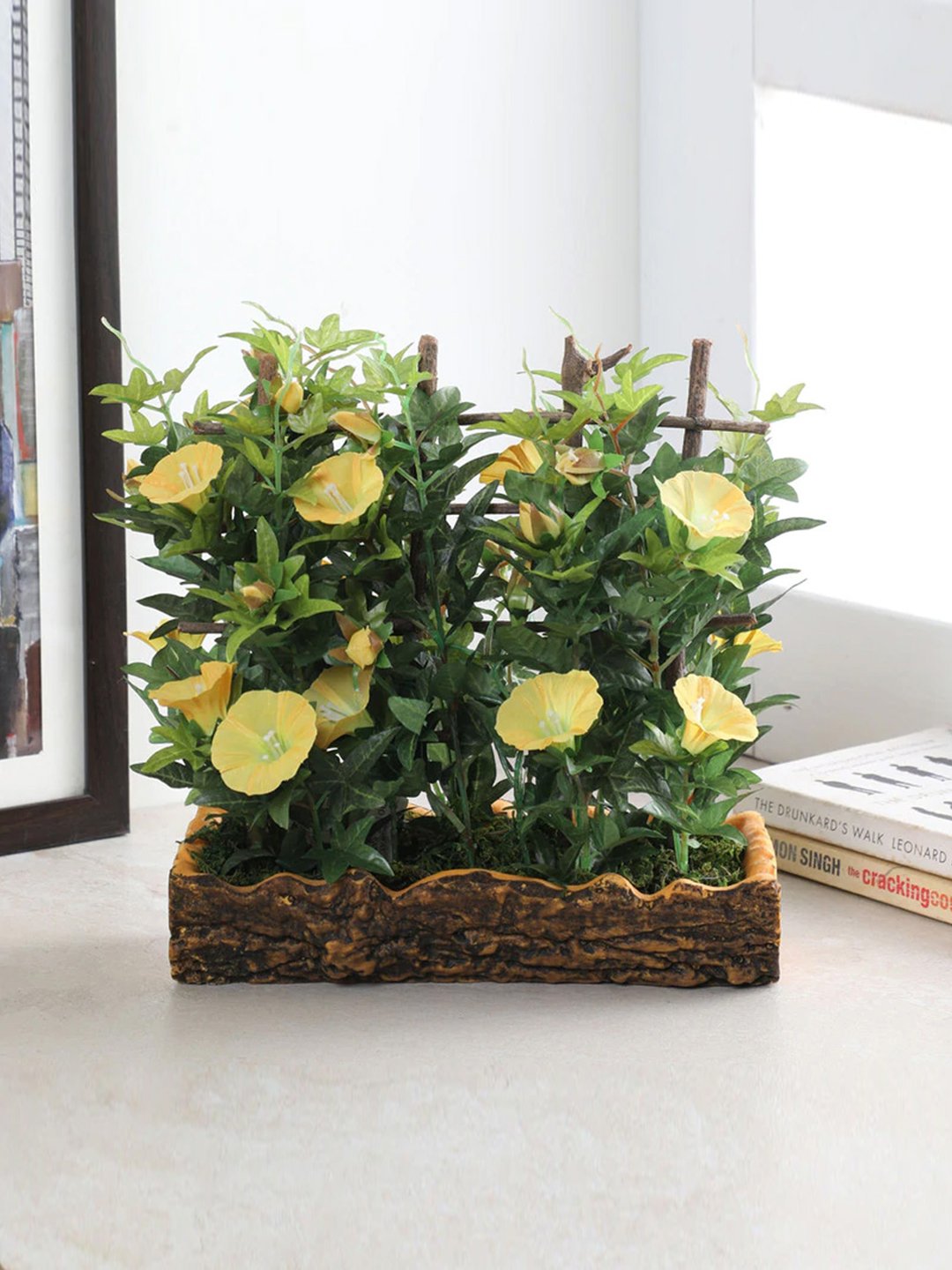 Deco World Artificial Morning Glory Plant in Polyurethane Pot (27 cm Tall)