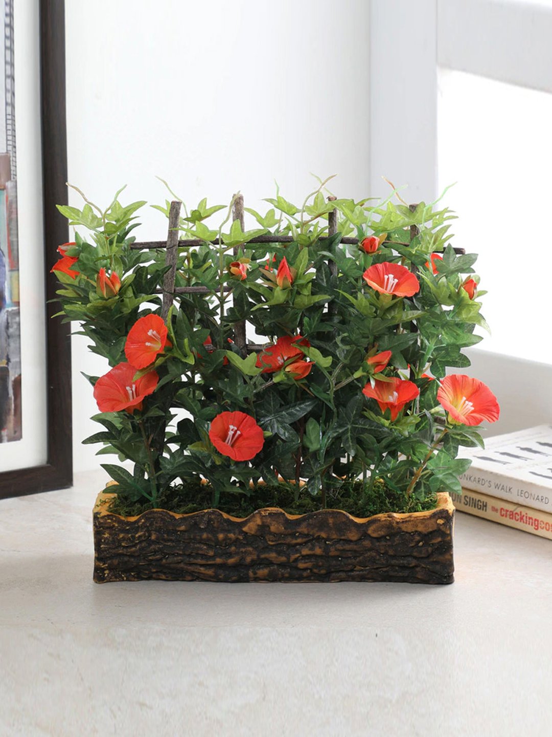 Deco World Artificial Morning Glory Plant in Polyurethane Pot (27 cm Tall)