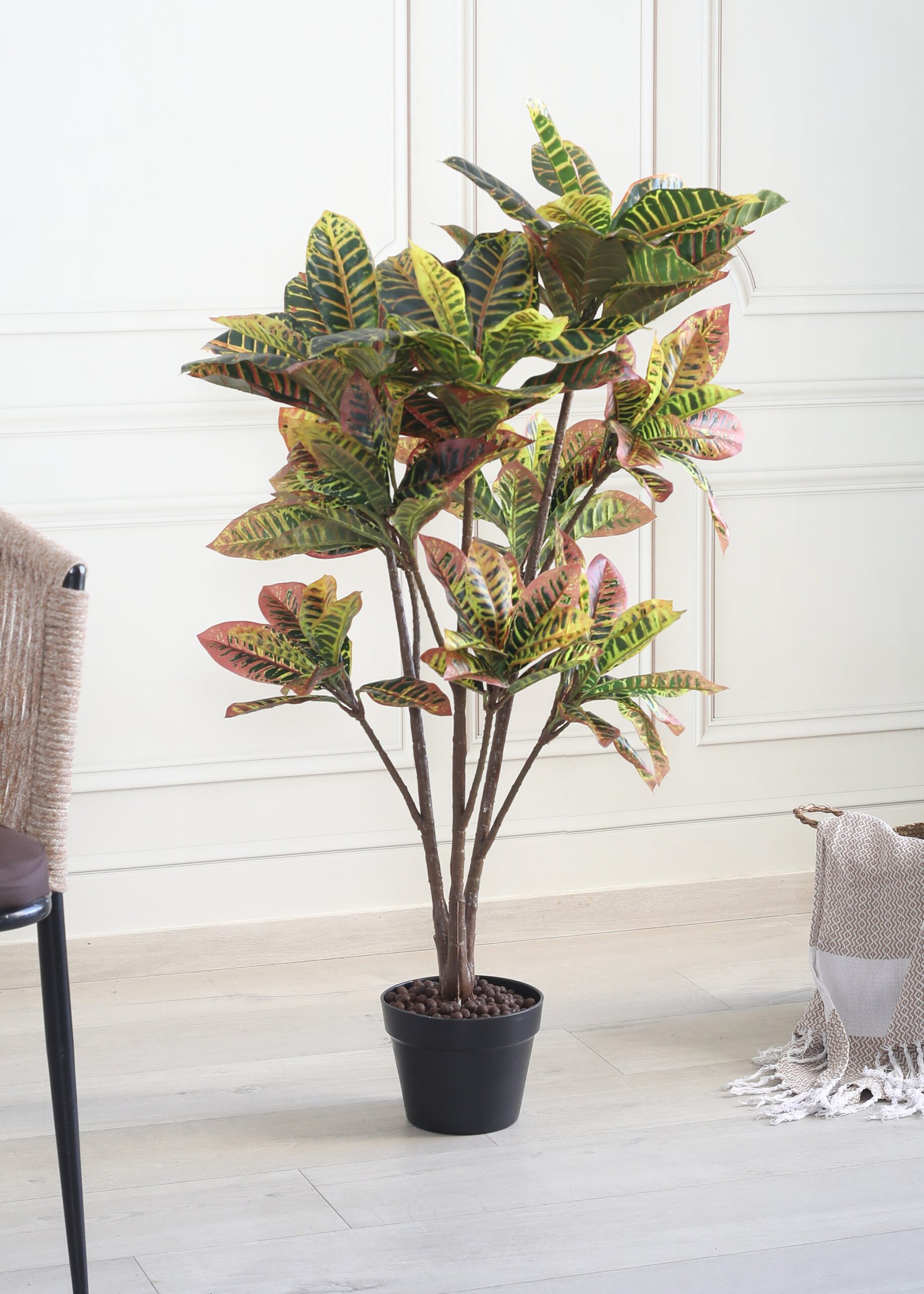 Artificial Croton Plant with Pot – 3.8 Feet