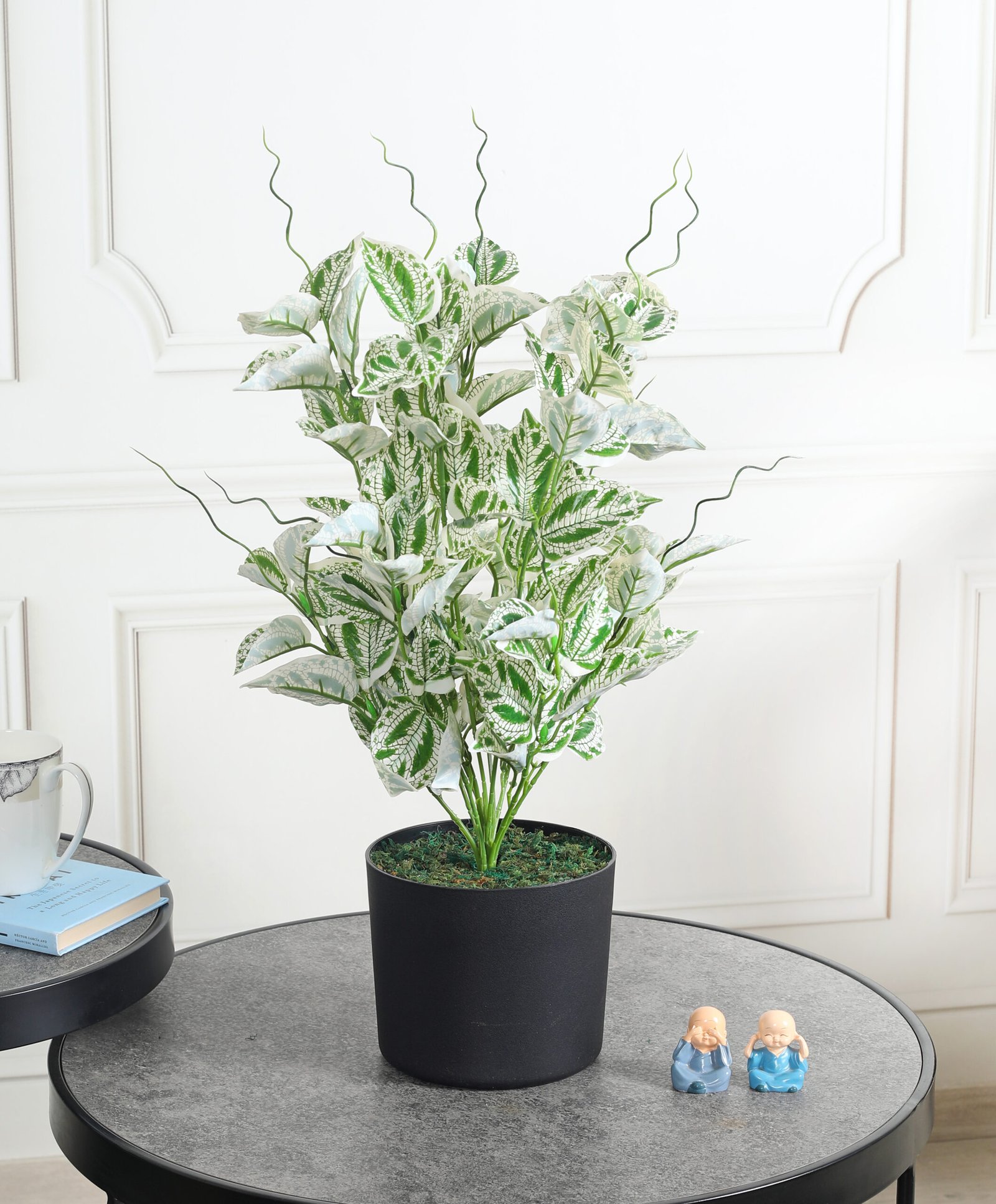 Artificial Caladium Plant Without Pot -2ft Tall, Green/White)