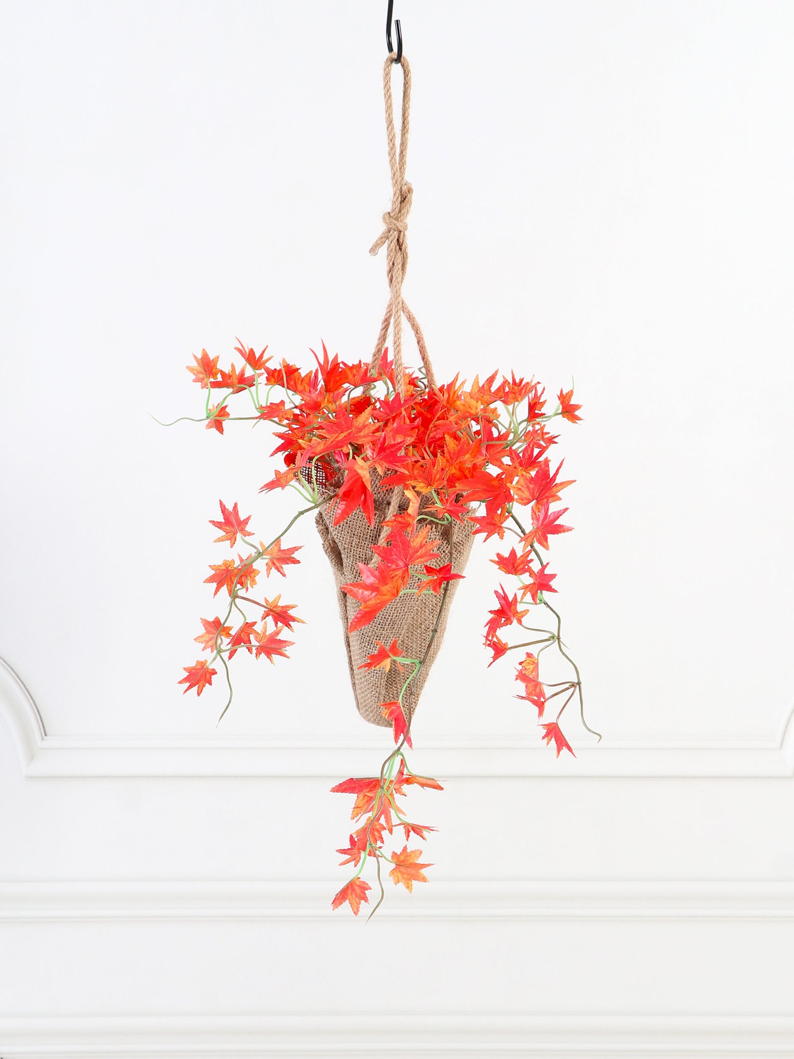 Artificial Hanging Maple Plant in Jute Basket – 45 cm