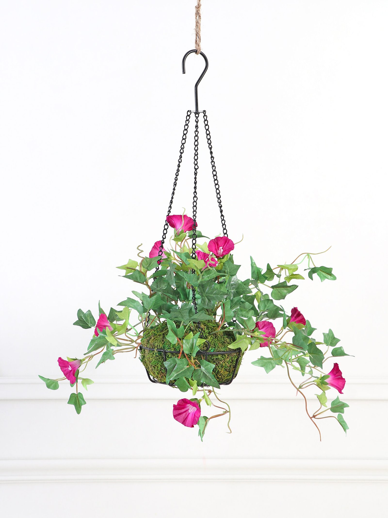Artificial Hanging Morning Glory Plant in Basket – 54 cm