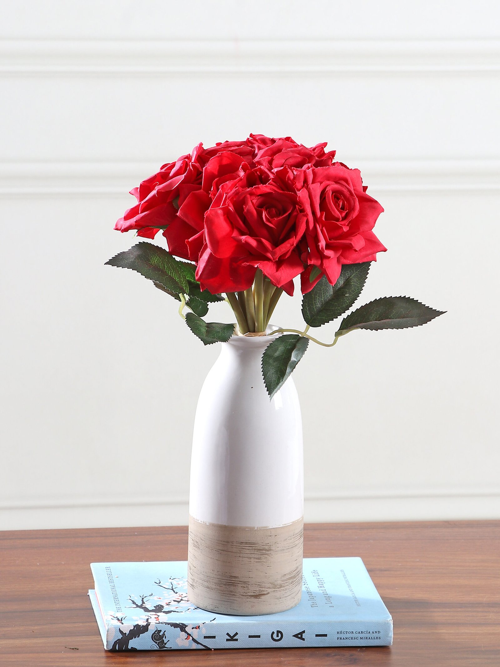 Artificial 10 HD Rose Flower Bunch – RED