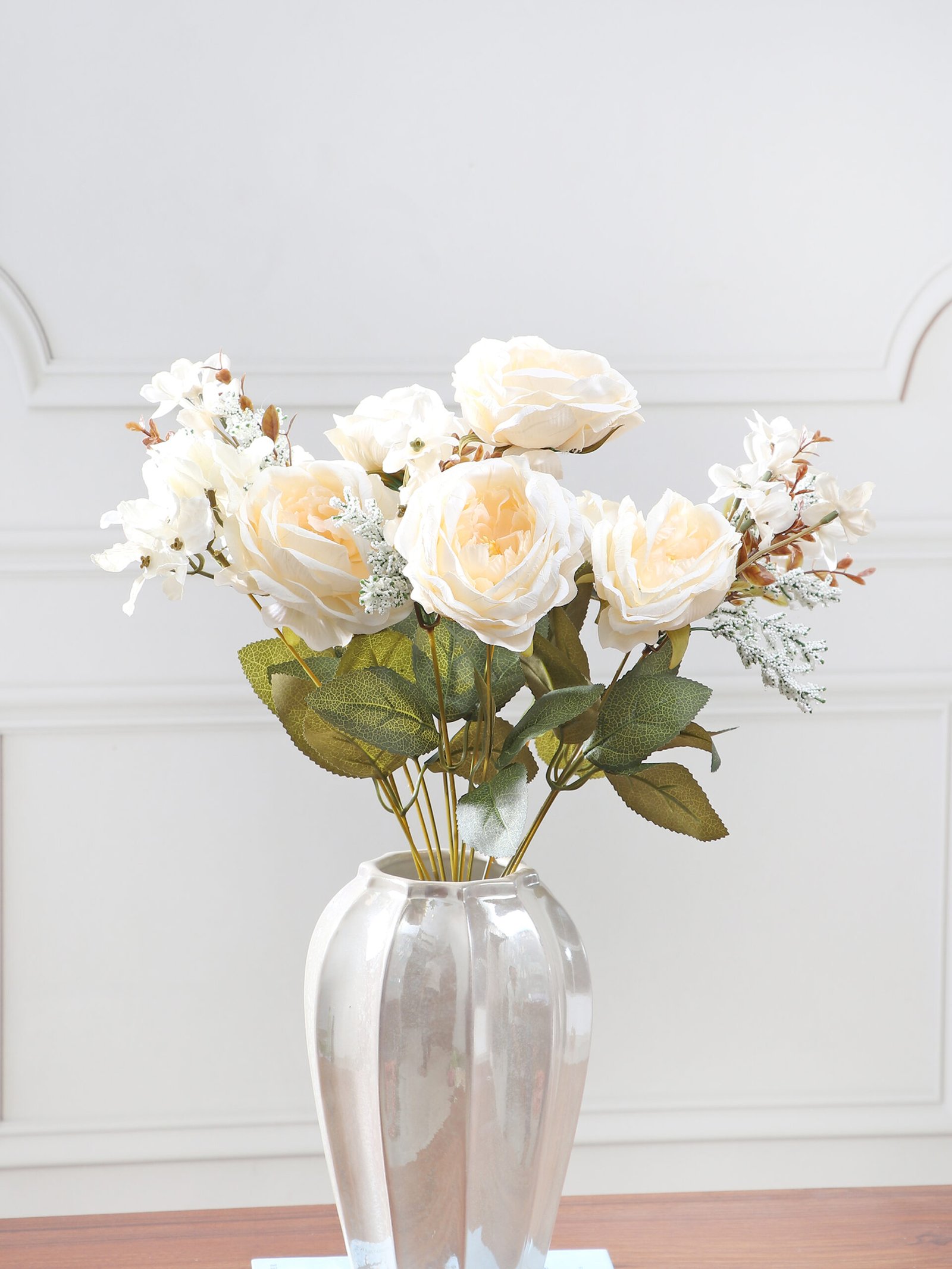 Artificial Autumn Peony Flower Bunch – White ₹1,700.00