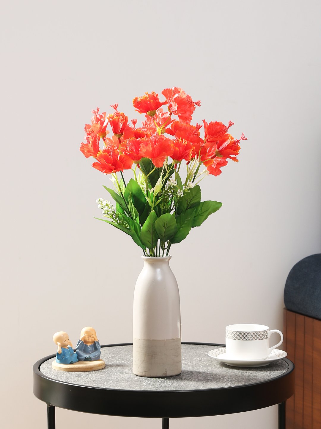 Deco World Beautiful Hibicus Flower Bunch (48 cm Tall, 20 Heads, Red)