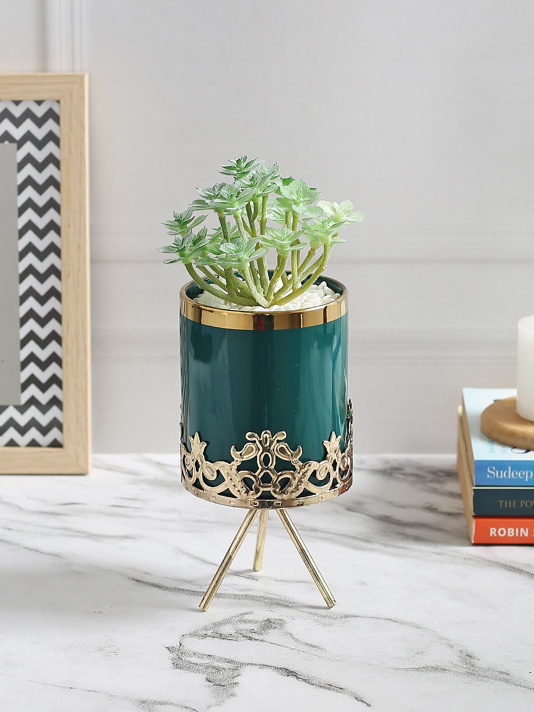 Deco World Stylish Succulent Plant in Green Pot (20 cm Tall)