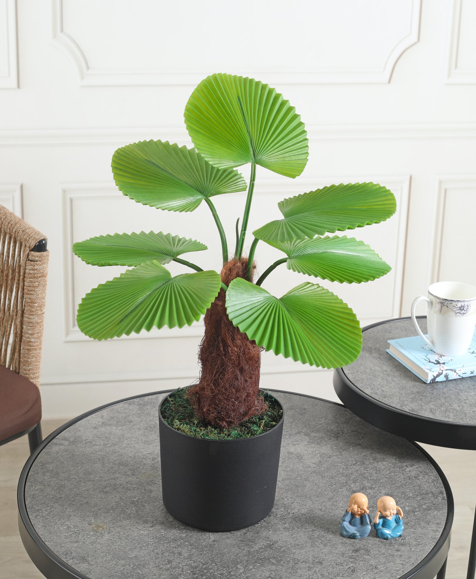 Deco World Artificial Ruffled Fan Palm Plant – 1.8 Feet