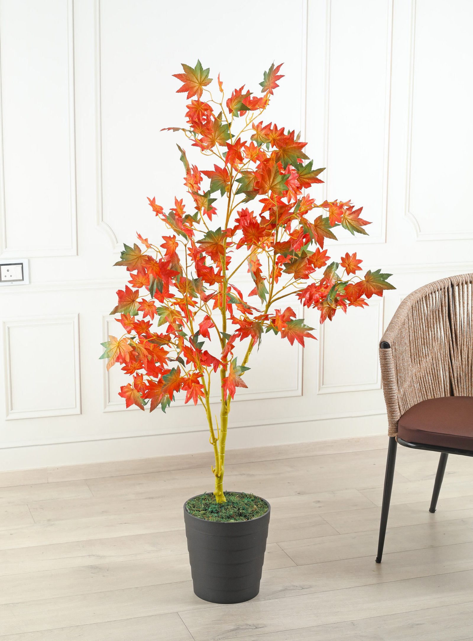 Deco World Artificial Orange Japanese Maple Plant – 3.3 Feet
