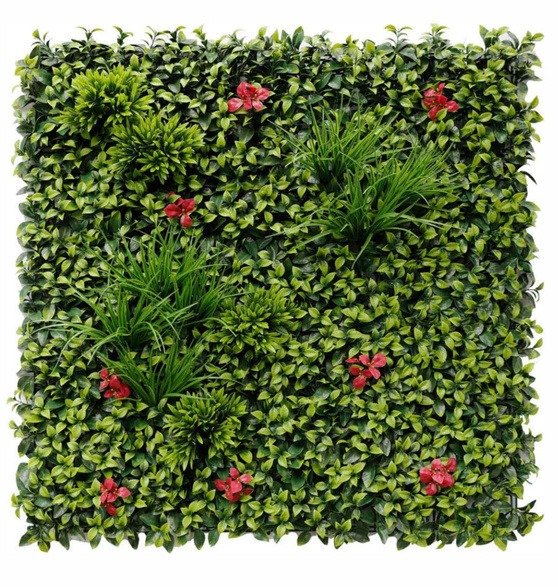 Crimson Delight UV Resistant Artificial Vertical Wall Garden Tile – 1 mtr x 1 mtr