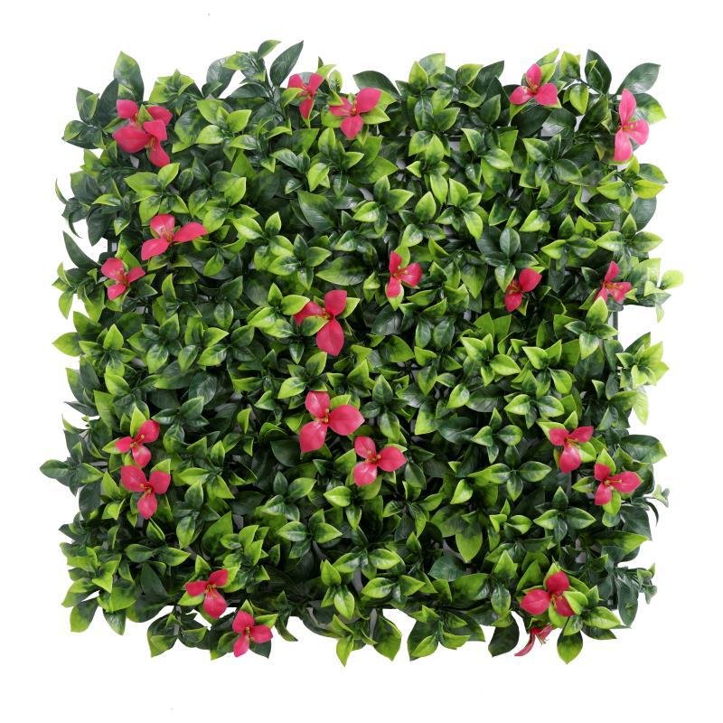 Floral Crimson UV Resistant Artificial Vertical Wall Tile – 50 cm x 50 cm