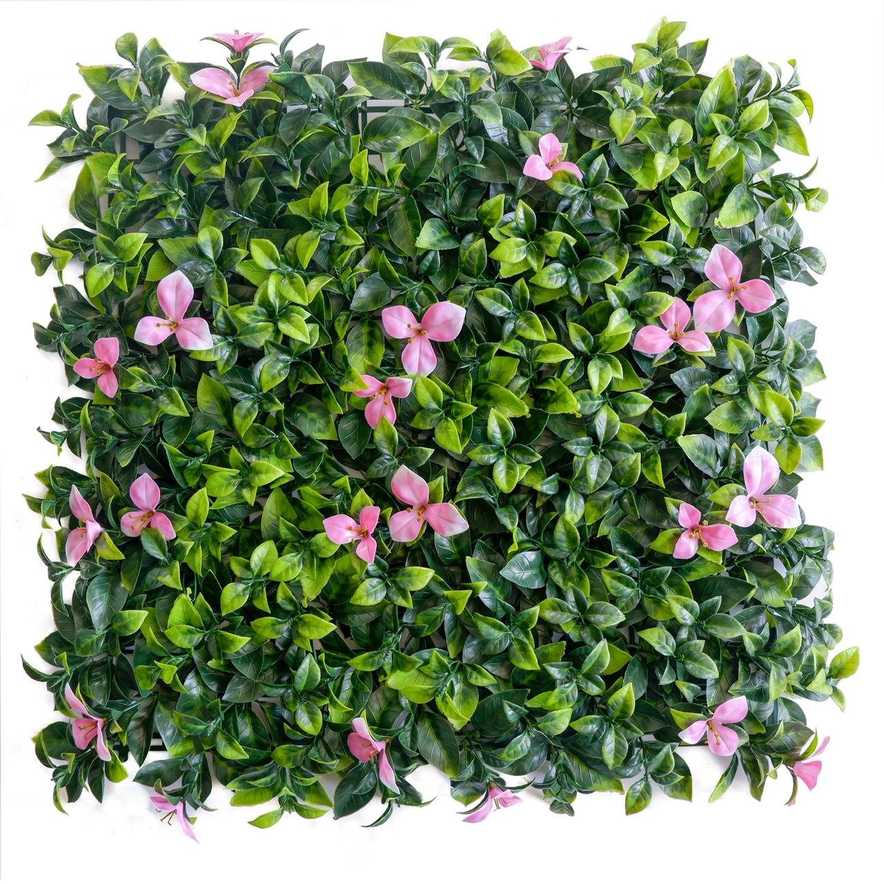 Floral Pink UV Resistant Artificial Vertical Wall Tile – 50 cm x 50 cm