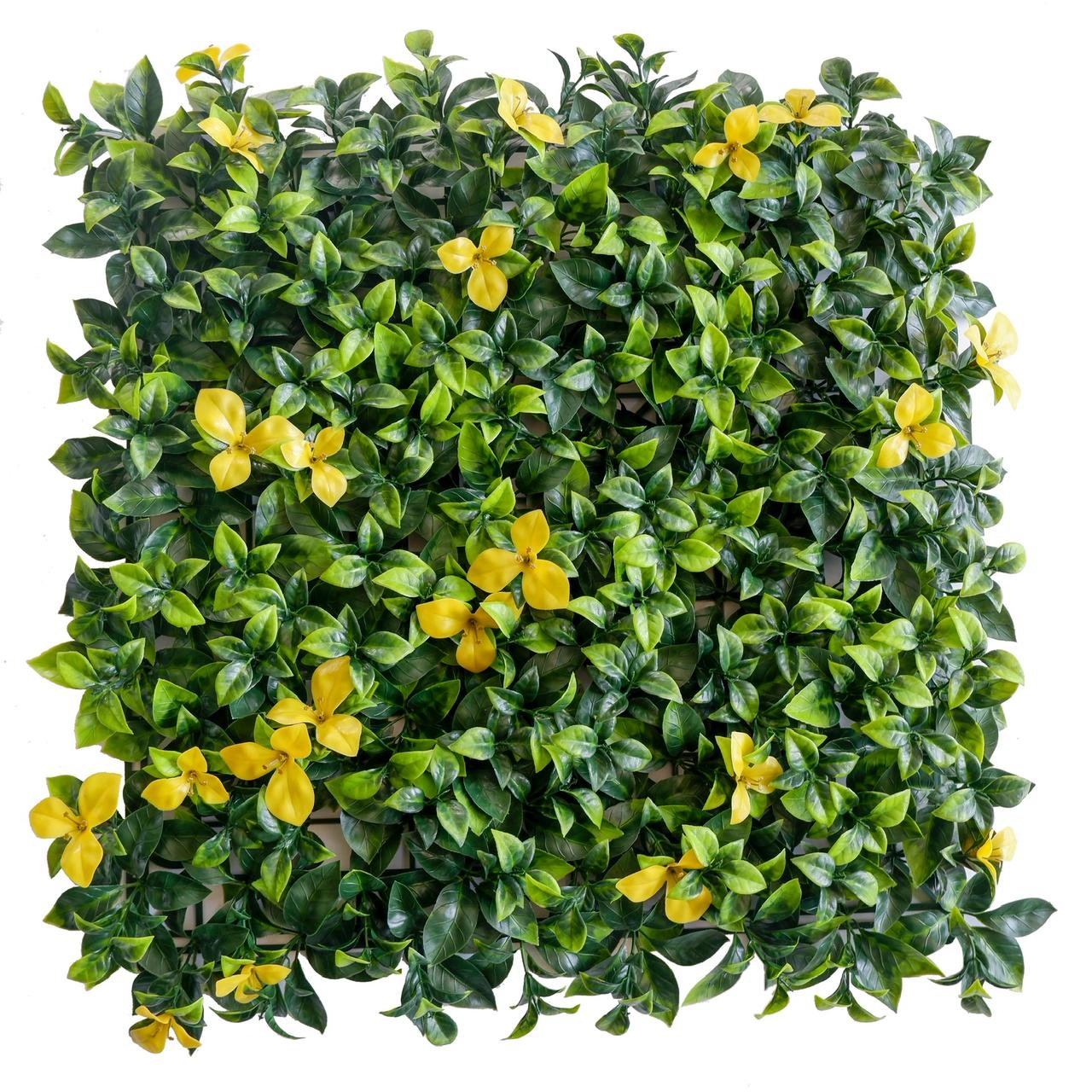 Floral Yellow UV Resistant Artificial Vertical Wall Tile – 50 cm x 50 cm