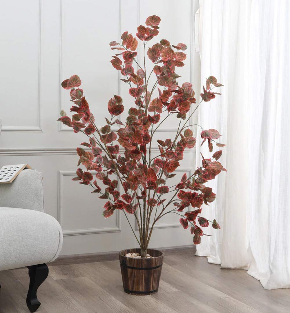 Deco World Artificial Pink Mountain Leaf Plant – 5 Feet
