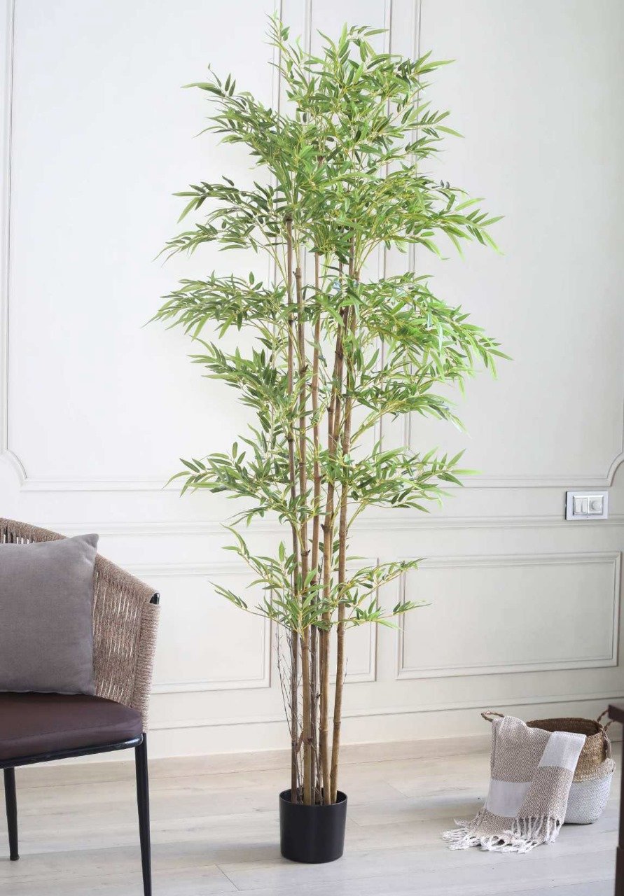 Deco World Artificial Real Touch Fishpole Bamboo Plant with Pot – 7 Feet