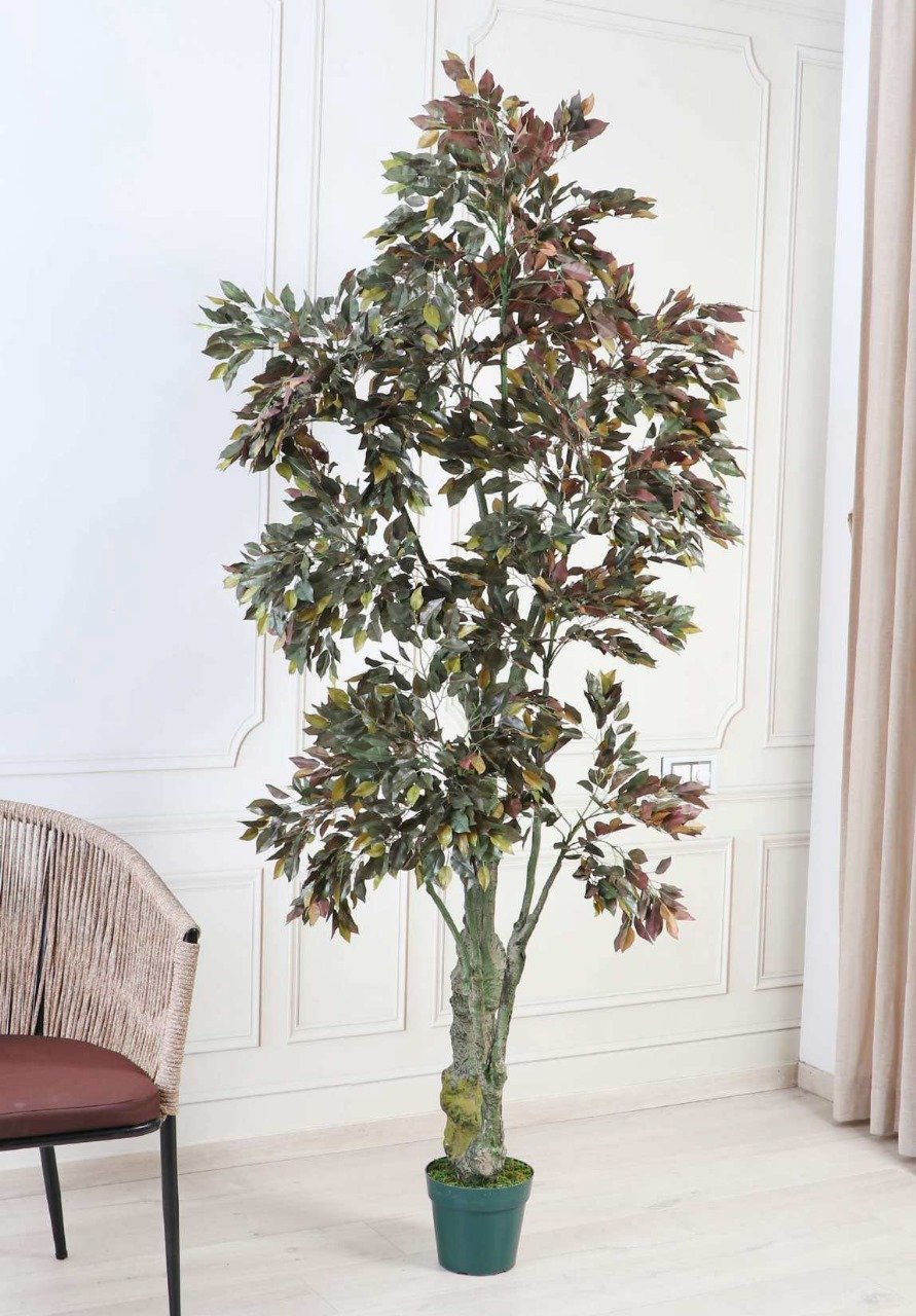 Deco World Artificial Ficus Tree with Pot – 6.8 Feet, Brown